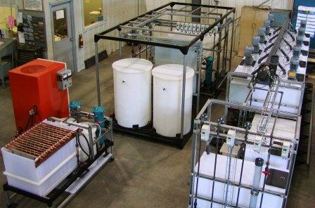 Solvent extraction and electrowinning pilot plant within modular frames.