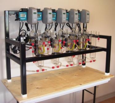 Laboratory solvent extraction pilot plant for uranium stripping.